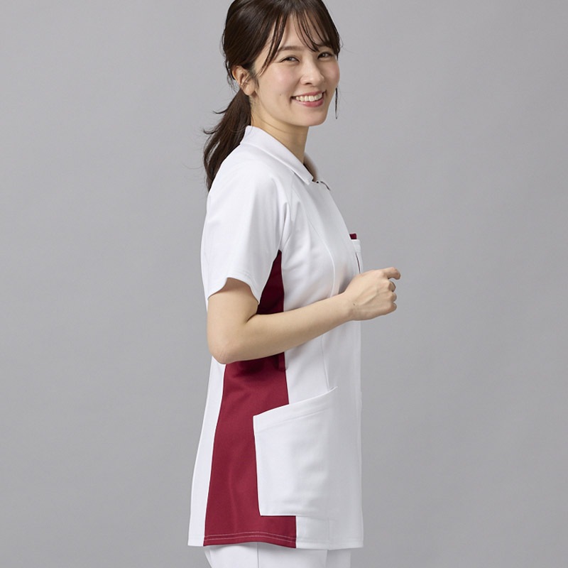 &Color レディスジャケット[ホワイト×ディープレッド]