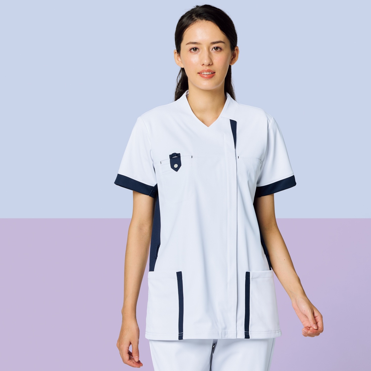 Colorfast 男女兼用ファスナースクラブ[ホワイト×ダークネイビー]