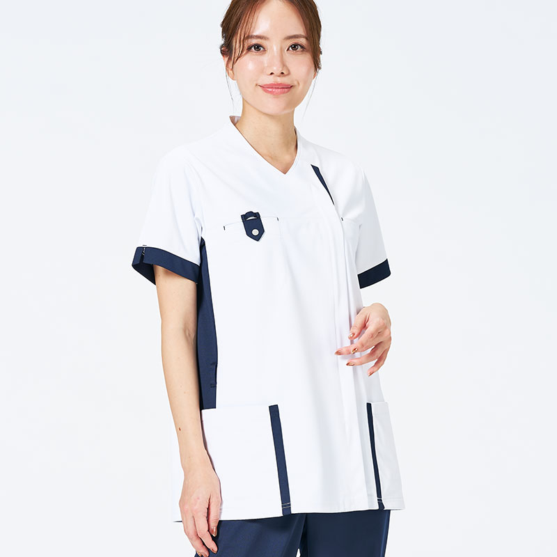 Colorfast 男女兼用ファスナースクラブ[ホワイト×ダークネイビー]