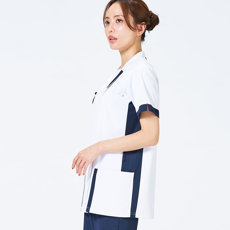 Colorfast 男女兼用ファスナースクラブ[ホワイト×ダークネイビー]