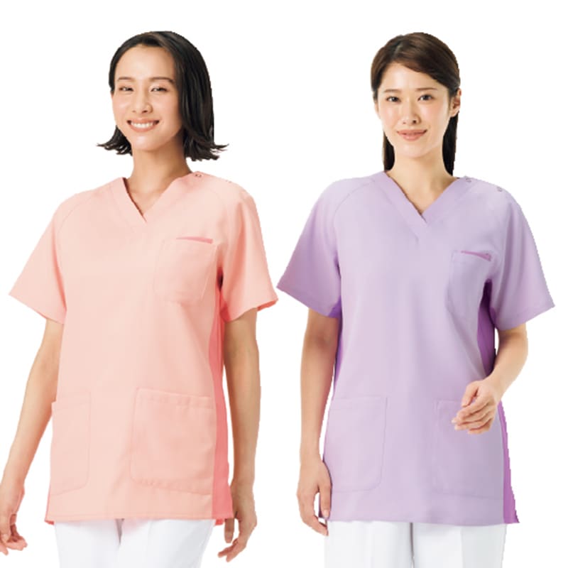 男女兼用プルオーバースクラブ[ラベンダー×ディープラベンダー]