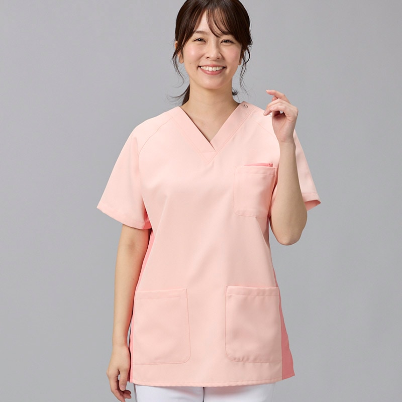 男女兼用プルオーバースクラブ[シャーベットオレンジ×コーラル]