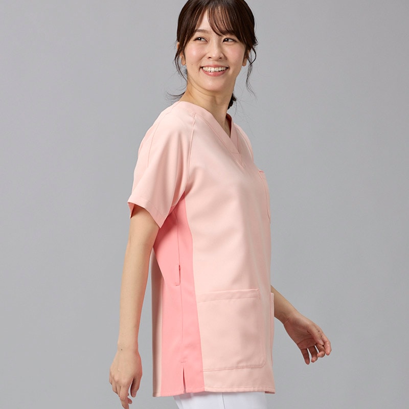 男女兼用プルオーバースクラブ[シャーベットオレンジ×コーラル]