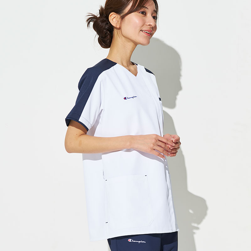 Champion 男女兼用ファスナースクラブ[ホワイト×ダークネイビー]