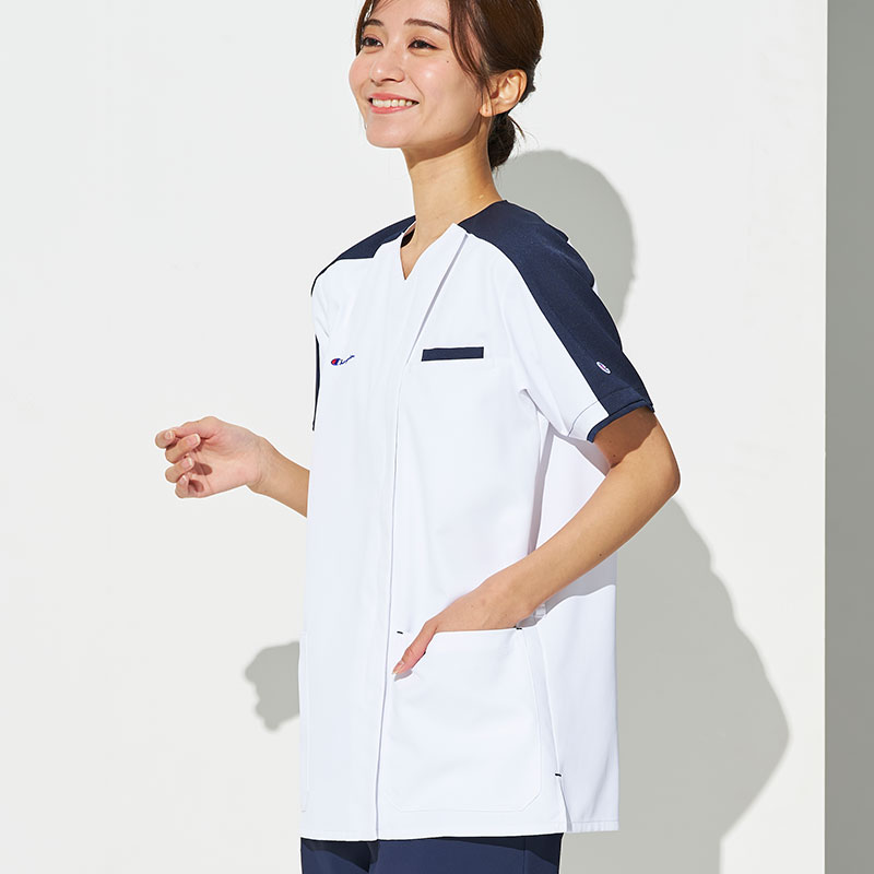 Champion 男女兼用ファスナースクラブ[ホワイト×ダークネイビー]