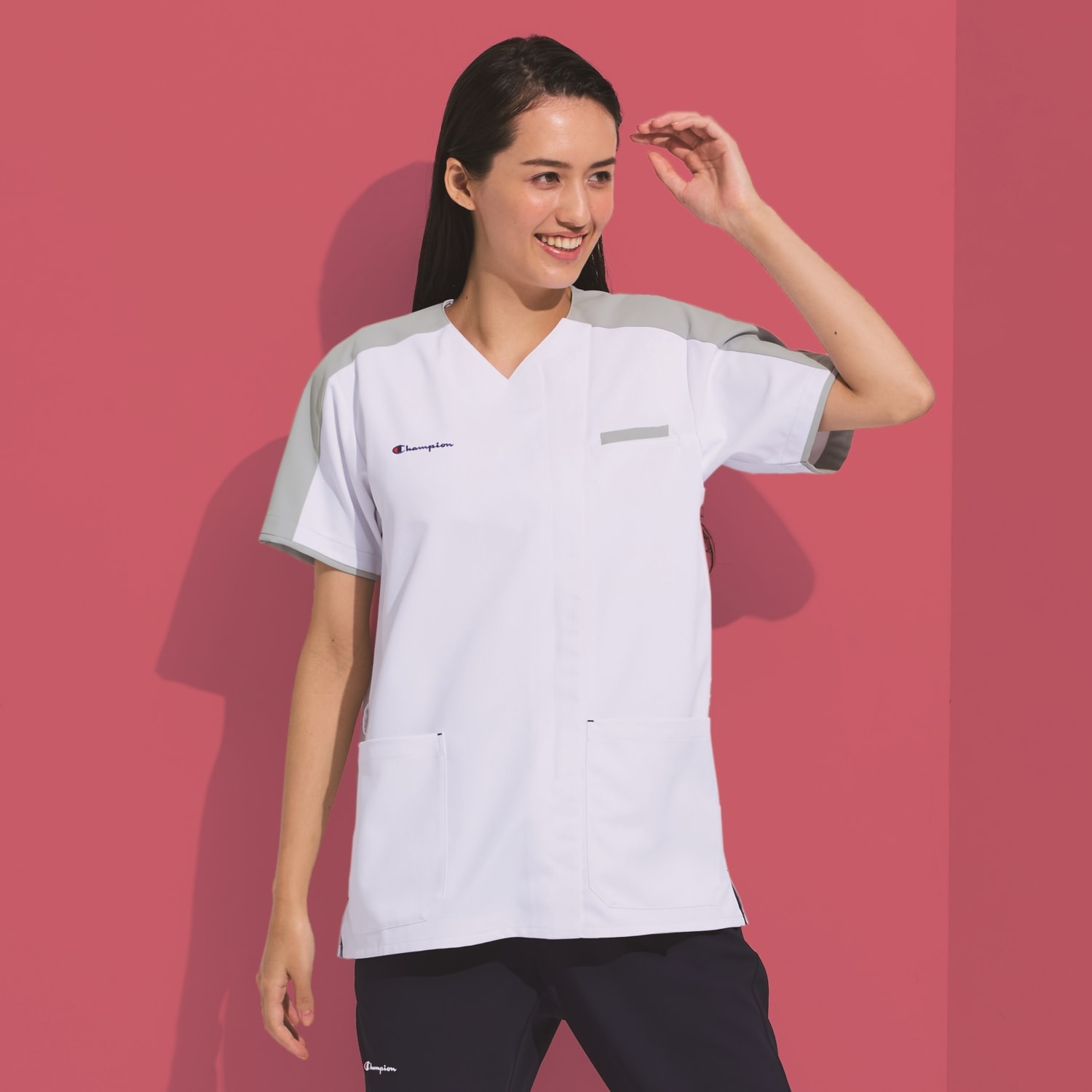 Champion 男女兼用ファスナースクラブ[ホワイト×グレー]