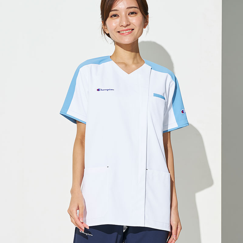 Champion 男女兼用ファスナースクラブ[ホワイト×カロライナブルー]