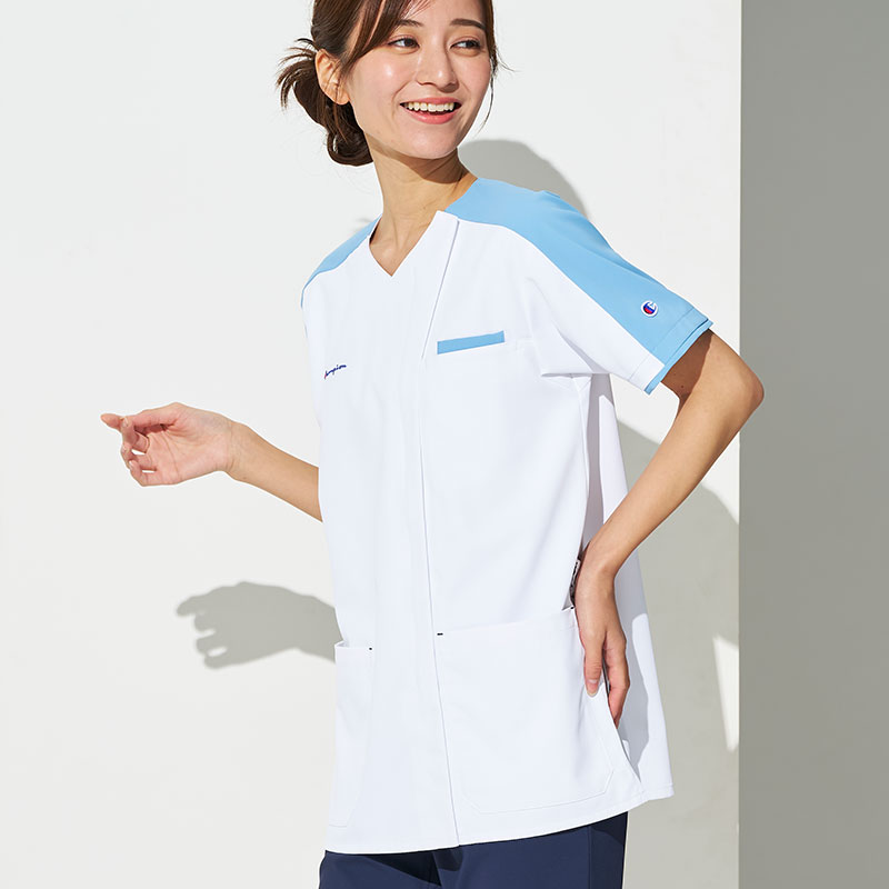 Champion 男女兼用ファスナースクラブ[ホワイト×カロライナブルー]