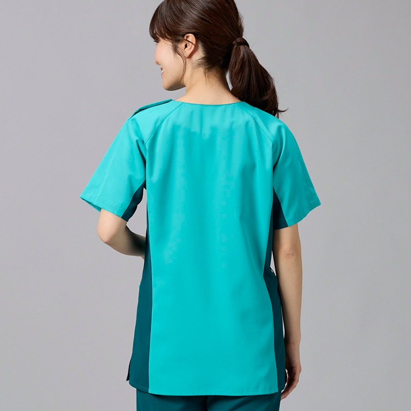 男女兼用プルオーバースクラブ[ペパーミントグリーン×ダークグリーン]