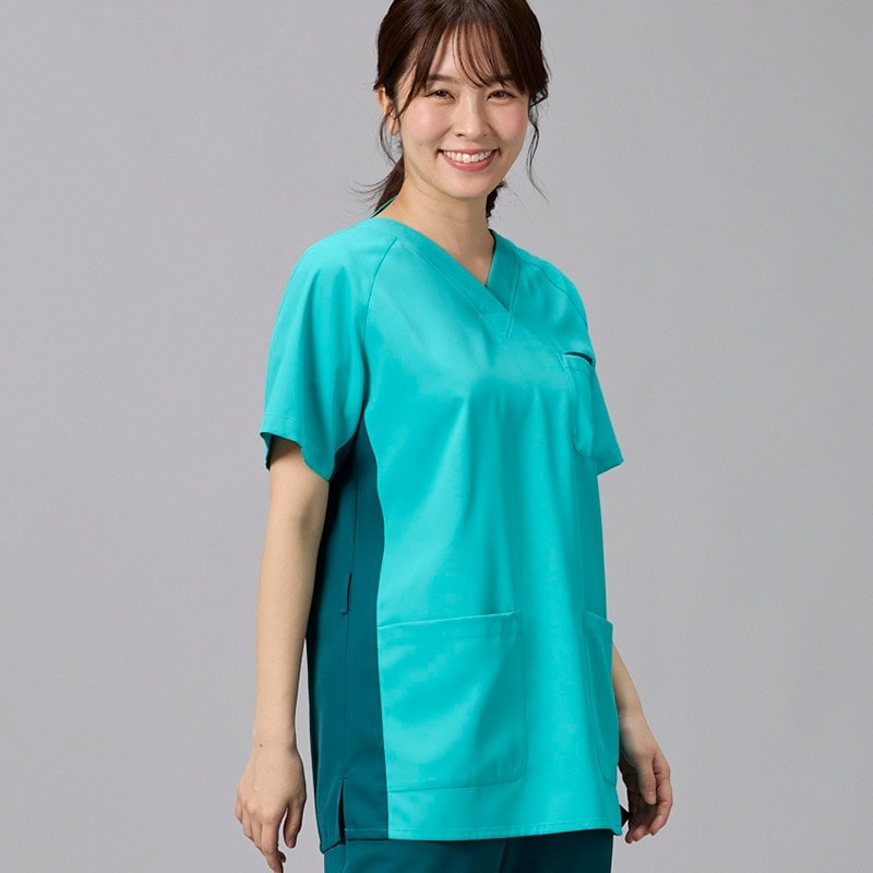 男女兼用プルオーバースクラブ[ペパーミントグリーン×ダークグリーン]