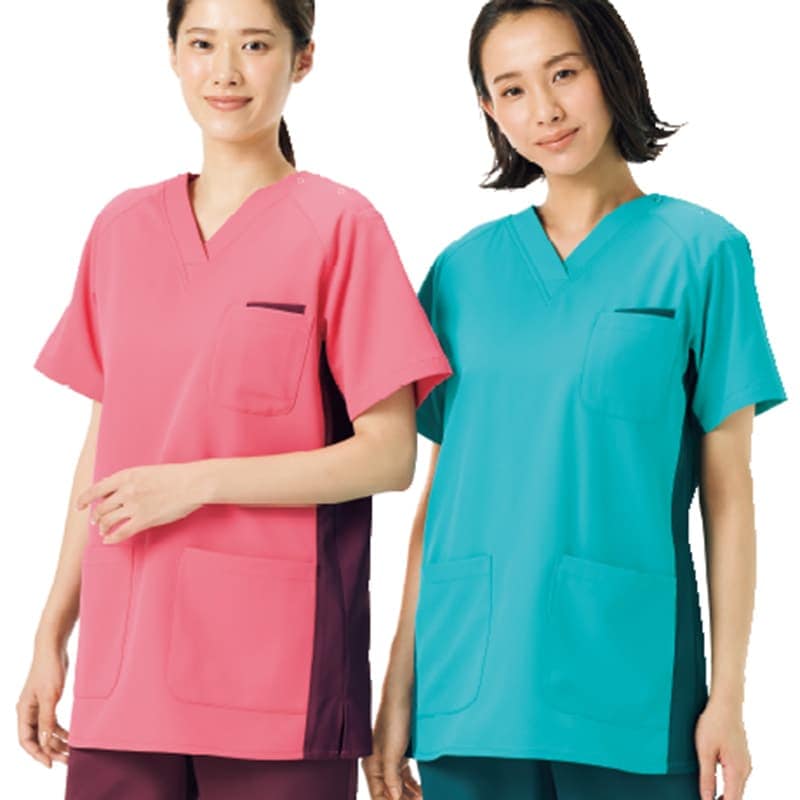 男女兼用プルオーバースクラブ[ペパーミントグリーン×ダークグリーン]