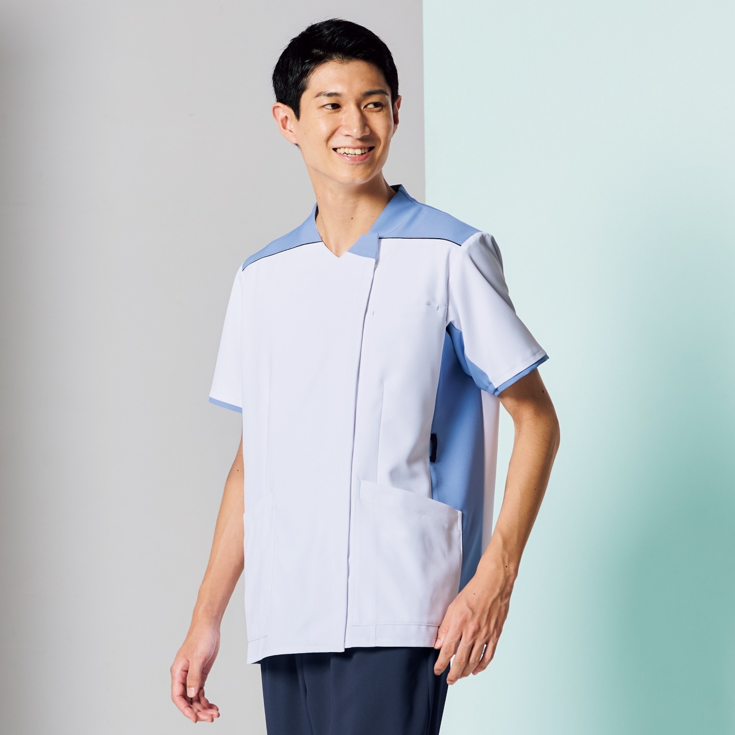 ウェルビースクラブ 男女兼用ファスナースクラブ[ホワイト×クリアスカイブルー]