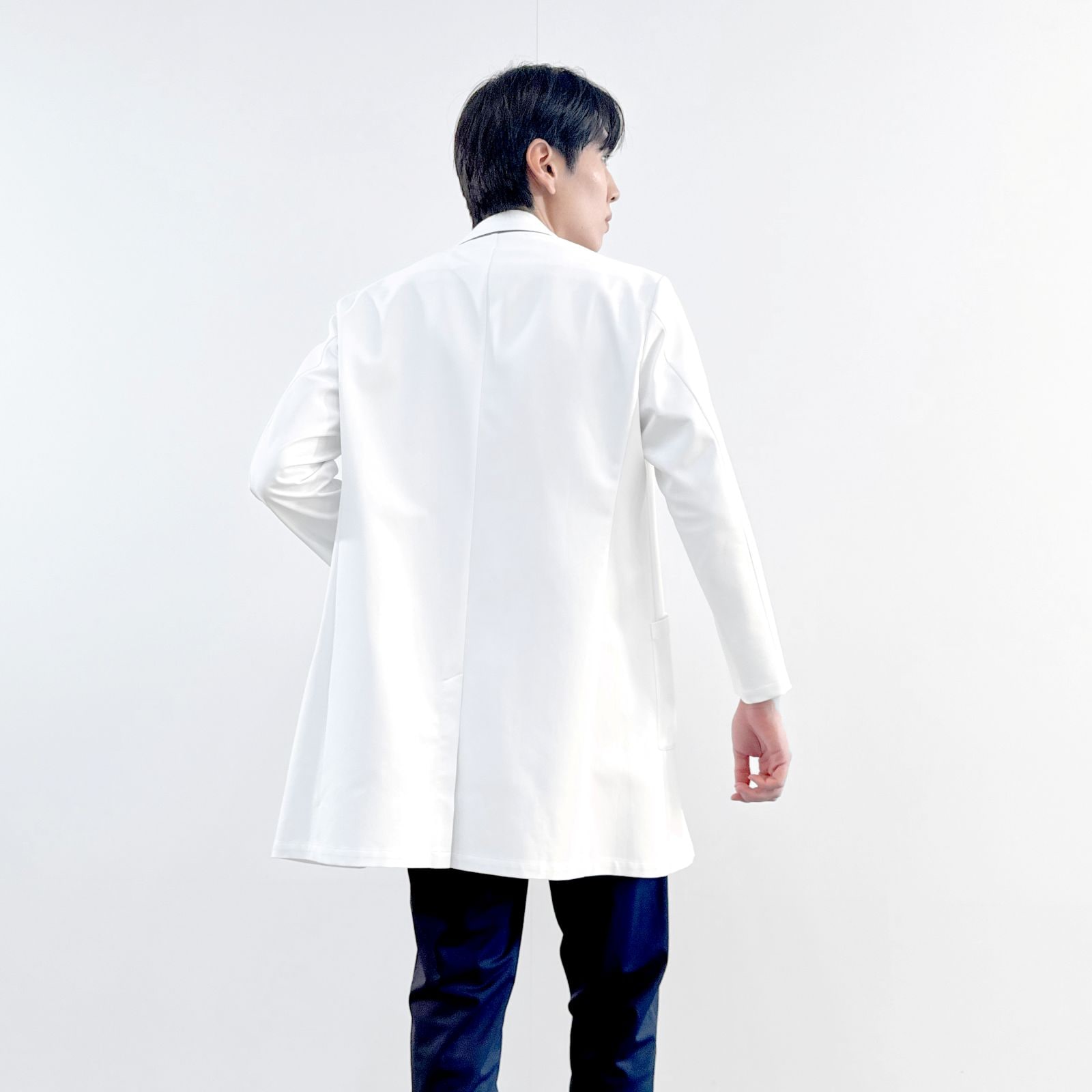 メンズショートコート[ホワイト×ダークネイビー]