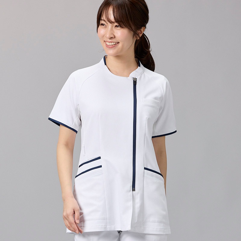 Ath-Medical レディスファスナースクラブ[ホワイト×ネイビー]