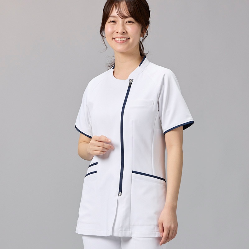 Ath-Medical レディスファスナースクラブ[ホワイト×ネイビー]