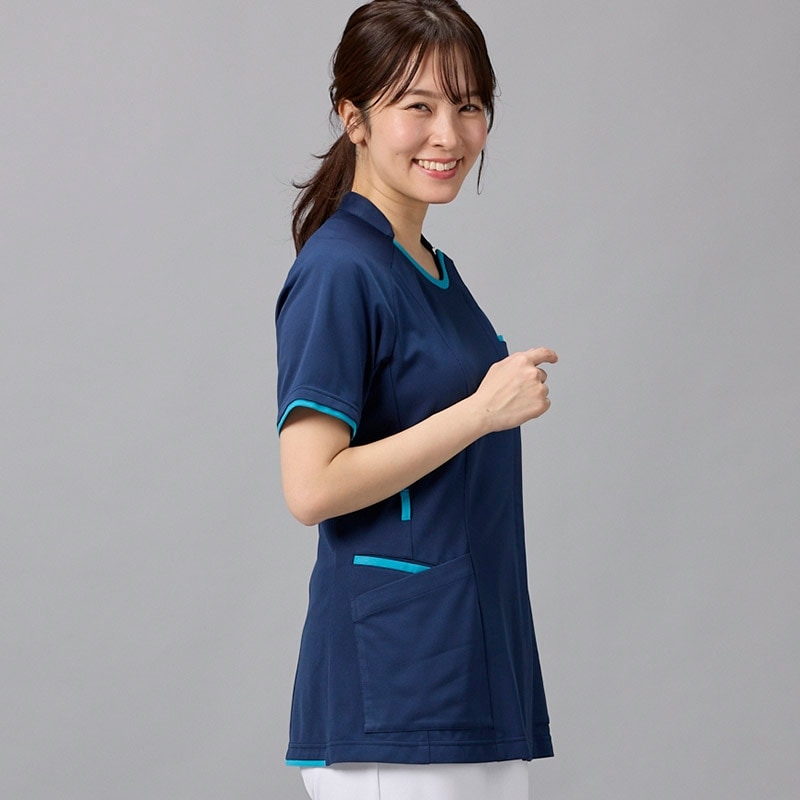 Ath-Medical レディスファスナースクラブ[ネイビー×ターコイズ]