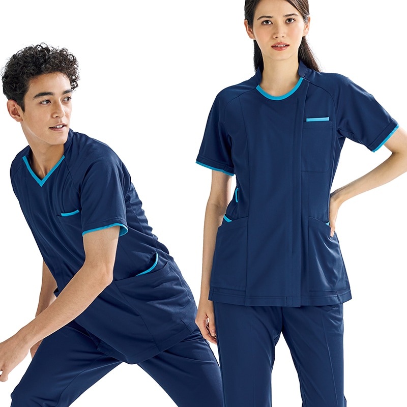 Ath-Medical レディスファスナースクラブ[ネイビー×ターコイズ]