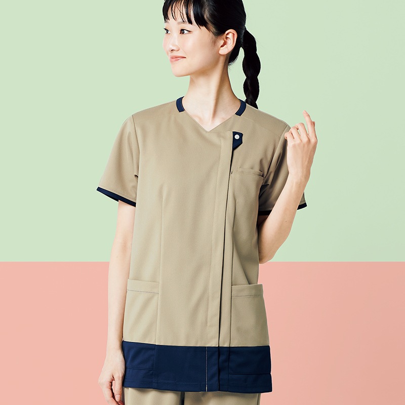 Colorfast 男女兼用ファスナースクラブ[ベージュ×ダークネイビー]