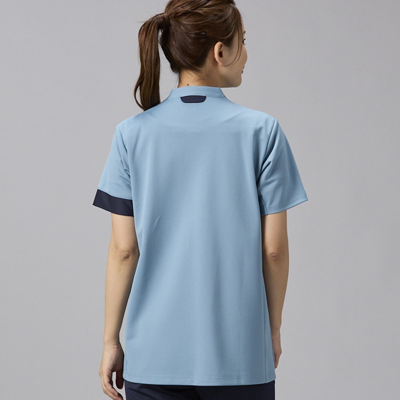 ふく　ドゥロワー ミラノリブスクラブクルーネック　ブルー　カシミヤ Drawer｜18G カシミヤシルクリブクルーネックニット | Rakuten Fashion