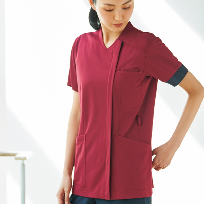 &Color 男女兼用プルオーバースクラブ[ディープレッド]