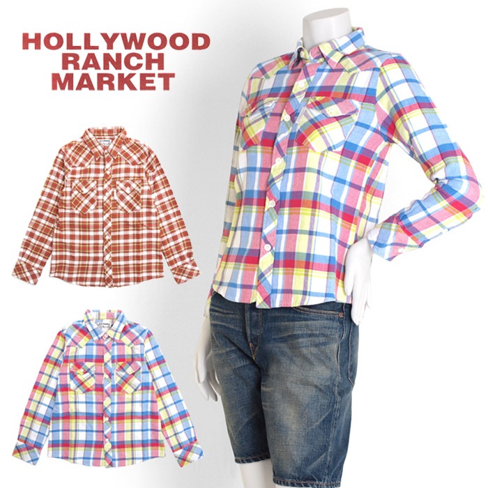 【70%OFFセール】ハリウッドランチマーケット HOLLYWOOD RANCH MARKET スプリングネルチェックシャツ WOMEN'S 700026523|HOLLYWOOD RANCH MAR