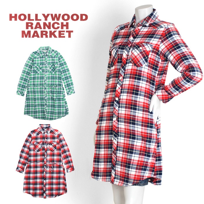 【70%OFFセール】ハリウッドランチマーケット HOLLYWOOD RANCH MARKET スプリングネルチェックワンピース 700026524