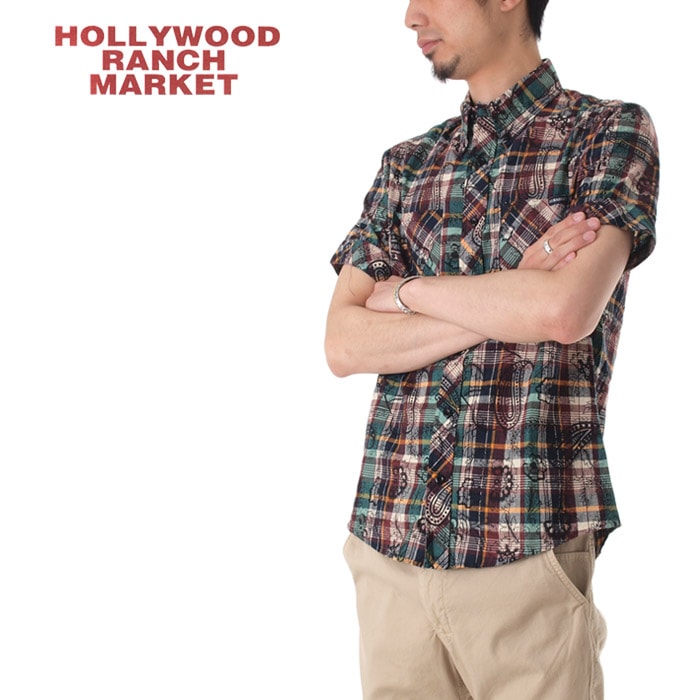 【40%OFFセール】ハリウッドランチマーケット HOLLYWOOD RANCH MARKET シャツ マドラスバティック ボタンダウンシャツ 700026528