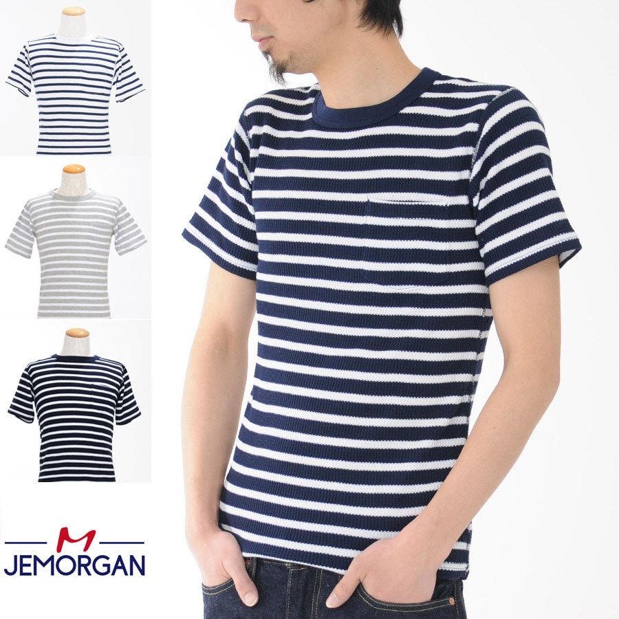 【19%OFFセール】JEMORGAN ジェーイーモーガン ジェーモーガン Tシャツ 半袖 ボーダー クルーネック サーマル パックTシャツ(J5089-626)【パックT ポケットTシャツ ポケT】