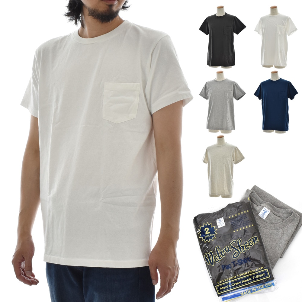 Velva Sheen ベルバシーン Tシャツ ポケット付き 2パック クルーネック 2pac Crew Neck S/S Tee 160920 2枚組み 2枚セット パックT 半袖 ベルバシン 無地TEE