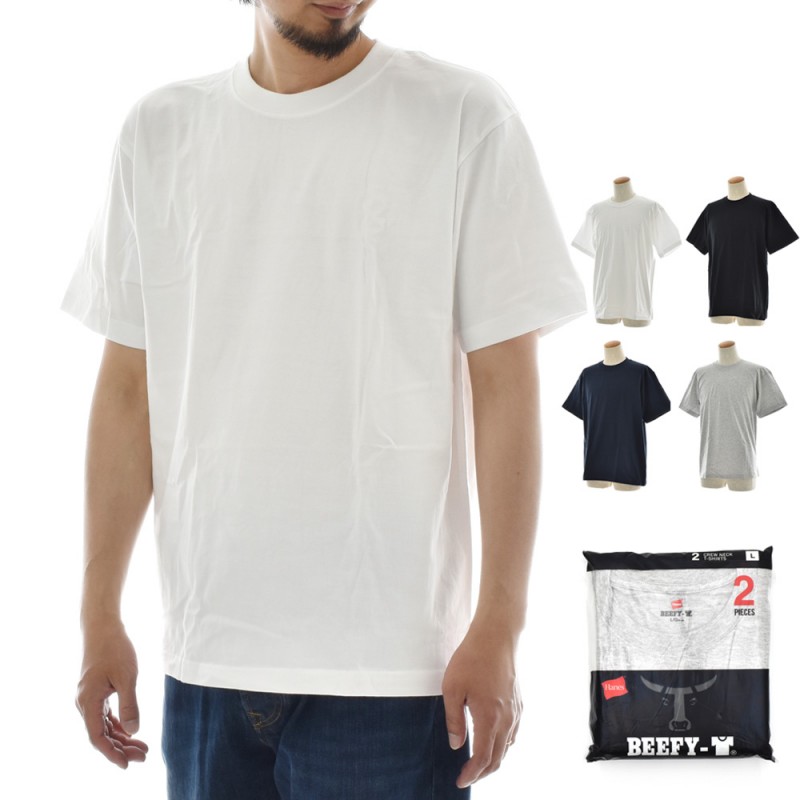 【5%OFFセール】HANES ヘインズ Tシャツ ビーフィー 2枚組 BEEFY 2PIECES 2パック 2枚セッ パックT メンズ レディース ヘヴィーウェイト 肉厚 白T ボックスシルエット H5180-2