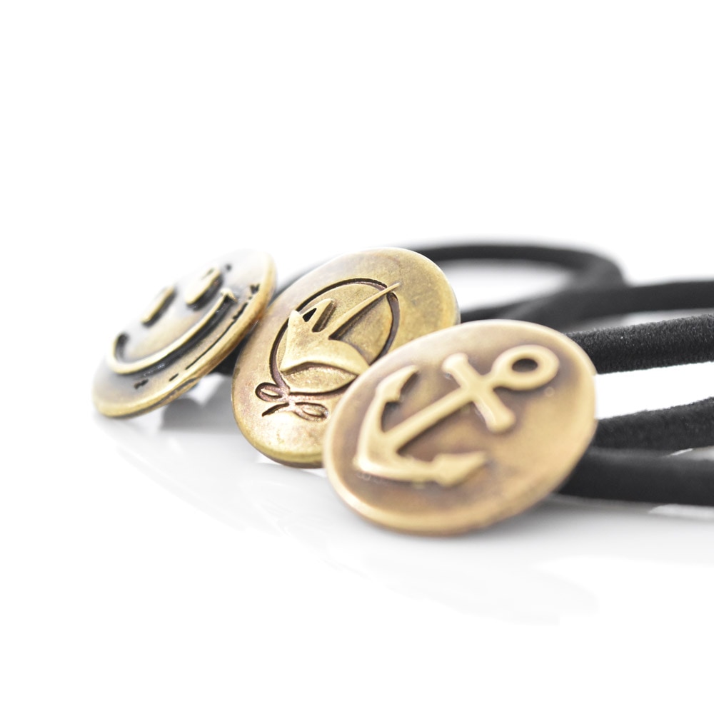 【5%OFFセール】ヒユカ hiyuca コンチョ ヘアゴム 3個セット メンズ レディース おしゃれ ブランド 錨 アンカー 碇 イカリ スマイル ニコちゃん スマイリー マーク 折り鶴