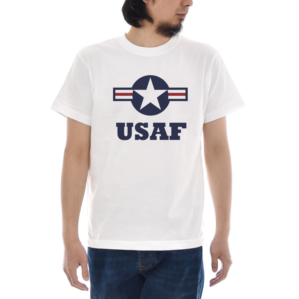 ジャスト Tシャツ USAF マーク ラウンデル 半袖Tシャツ メンズ レディース エアーフォース アメリカ 空軍 国籍 大きいサイズ ホワイト 白 S M L XL XXL XXXL