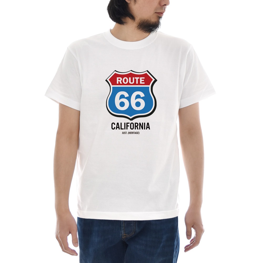【5%OFFセール】ジャスト Tシャツ ルート 66 ROUTE 66 カラー 半袖Tシャツ メンズ レディース カリフォルニア アメカジ 大きいサイズ ホワイト 白 S M L XL XXL XXX