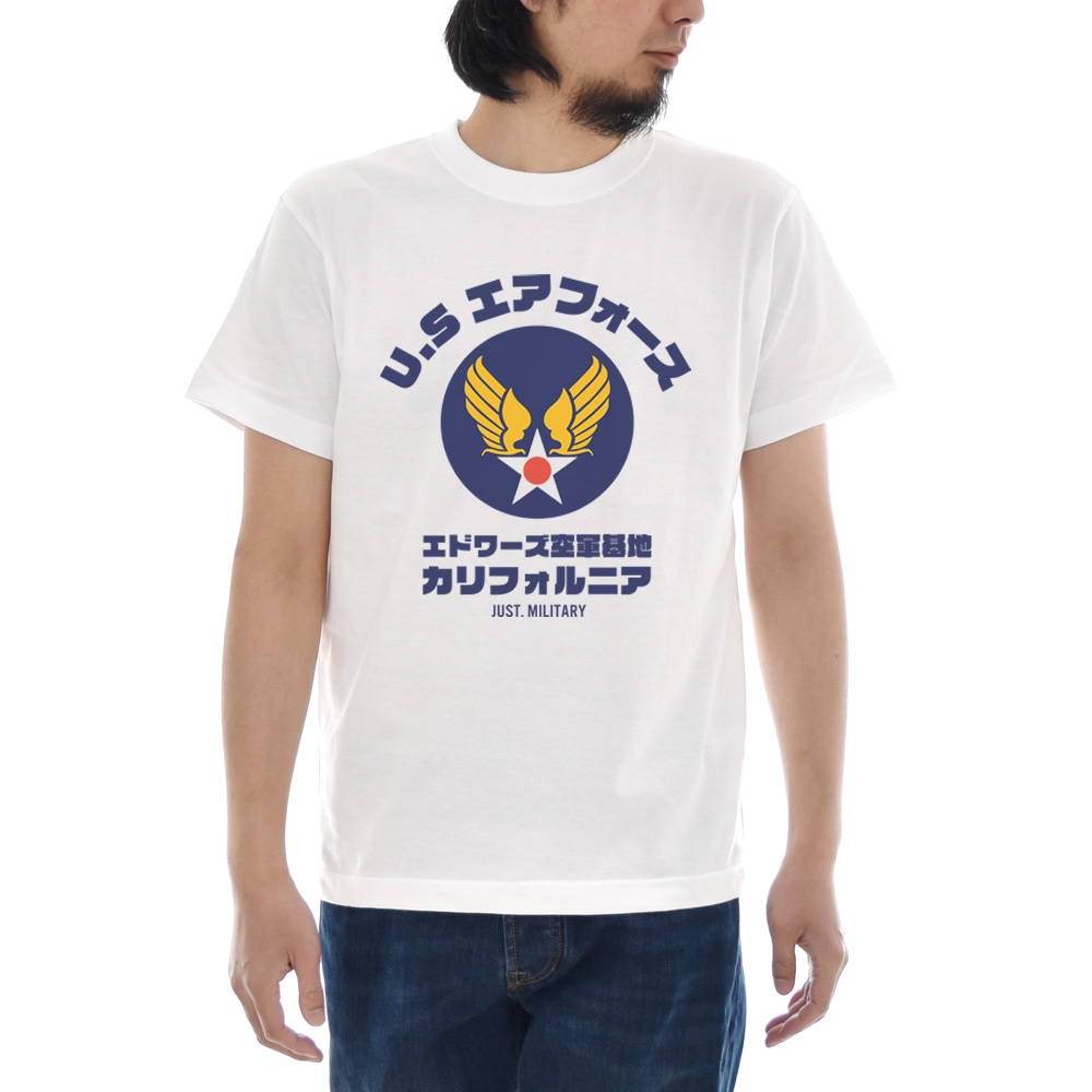 【5%OFFセール】ジャスト Tシャツ U.S エアーフォース 半袖Tシャツ メンズ おしゃれ 大きいサイズ カリフォルニア ベース 基地 白 US AIR FORCE BASE S M L XL X