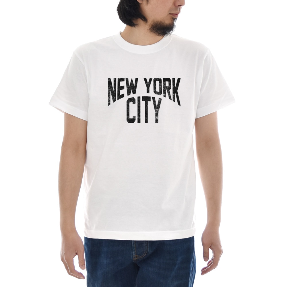 【5%OFFセール】パロディTシャツ パロディーTシャツ 地名Tシャツ 都市名Tシャツ NEW YORK CITY ジャスト 半袖Tシャツ メンズ レディース 大きいサイズ おしゃれ ティーシャツ ニューヨーク シティ アメリカ USA カジュアル ホワイト カレッジロゴ