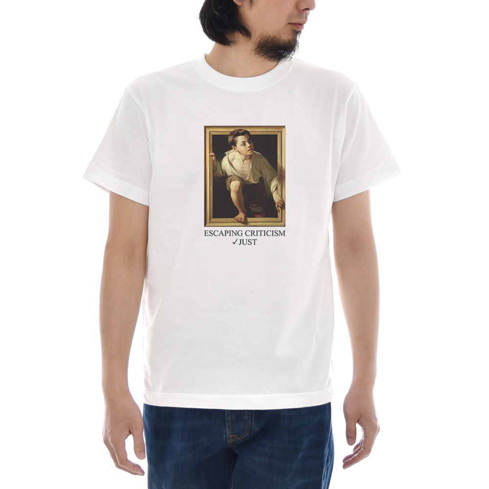 【10%OFFセール】ジャスト Tシャツ Pere Borrell del Caso 半袖Tシャツ メンズ おしゃれ 大きいサイズ 隠し絵 さがし絵 トリックアート 柄 白 S M L XL XXL 