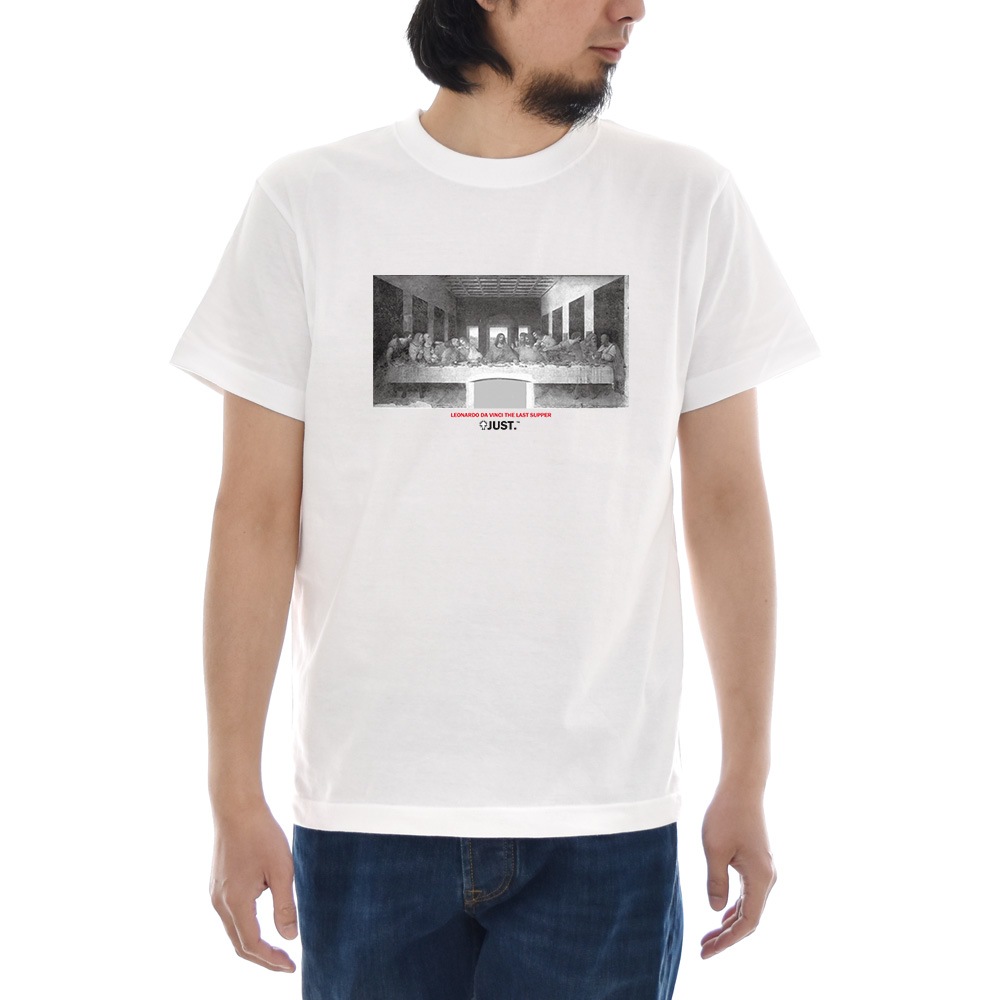 【5%OFFセール】ジャスト Tシャツ モノクロ 最後の晩餐 半袖Tシャツ メンズ レディース 大きいサイズ レオナルド ダ ヴィンチ ダヴィンチ おしゃれ 白 S M L XL XXL XXXL 3