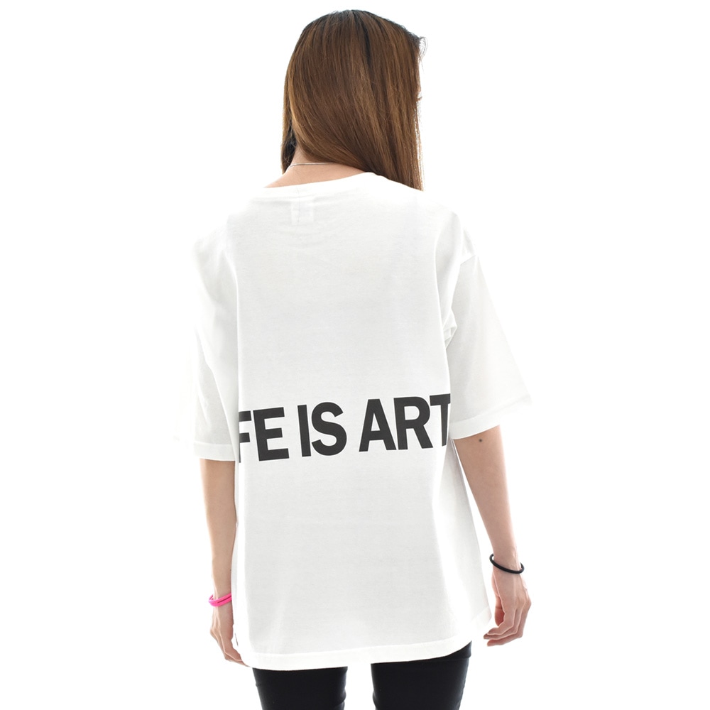 ビッグシルエット Tシャツ メンズ レディース Life is ART ライフ イズ アート ポケット 半袖Tシャツ ポケT ティーシャツ TEE トップス ブランド 白 黒 ホワイト