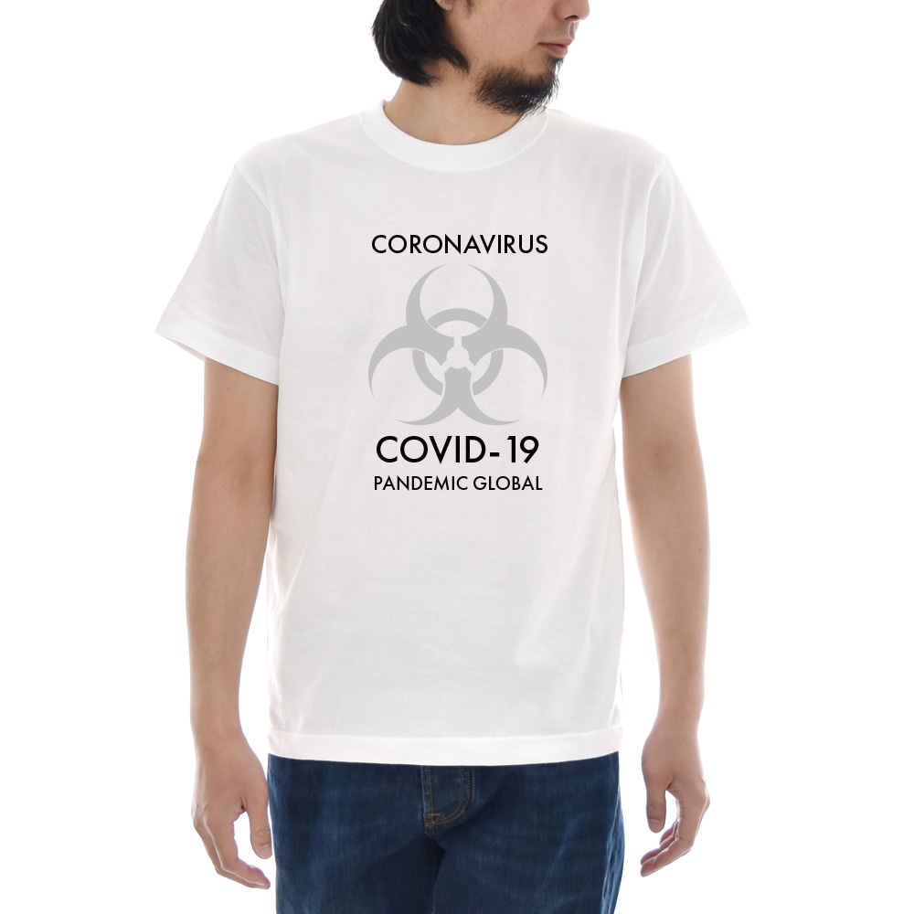 パロディ Tシャツ コロナ COVID-19 半袖 ティーシャツ メンズ レディース 新型コロナ ウィルス ショック ブランド 大きいサイズ 白 ホワイト