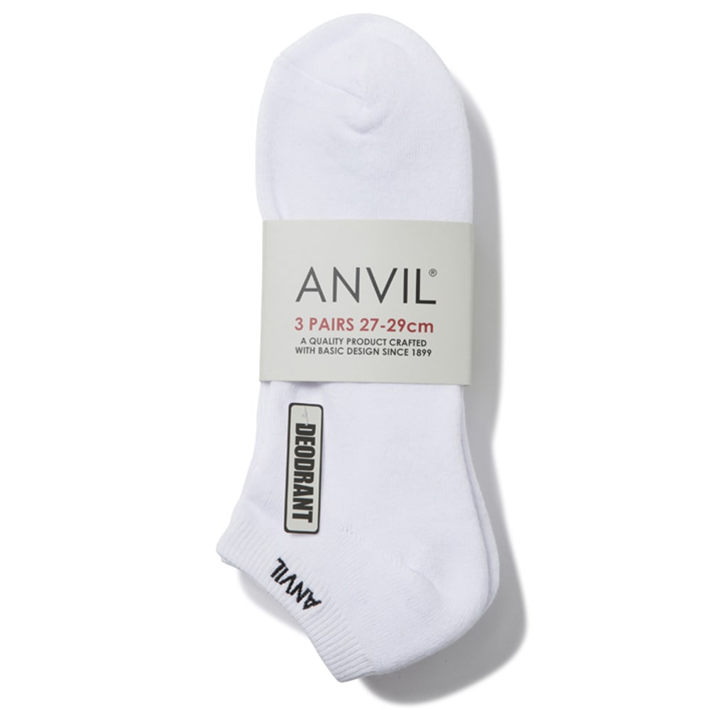 ANVIL アンビル ソック ス 靴下 メンズ アンクルソックス 3P 3足 3足セッ ト 3 スニーカーソックス ショートソックス ブラック ホワイト 黒 白 ANS030