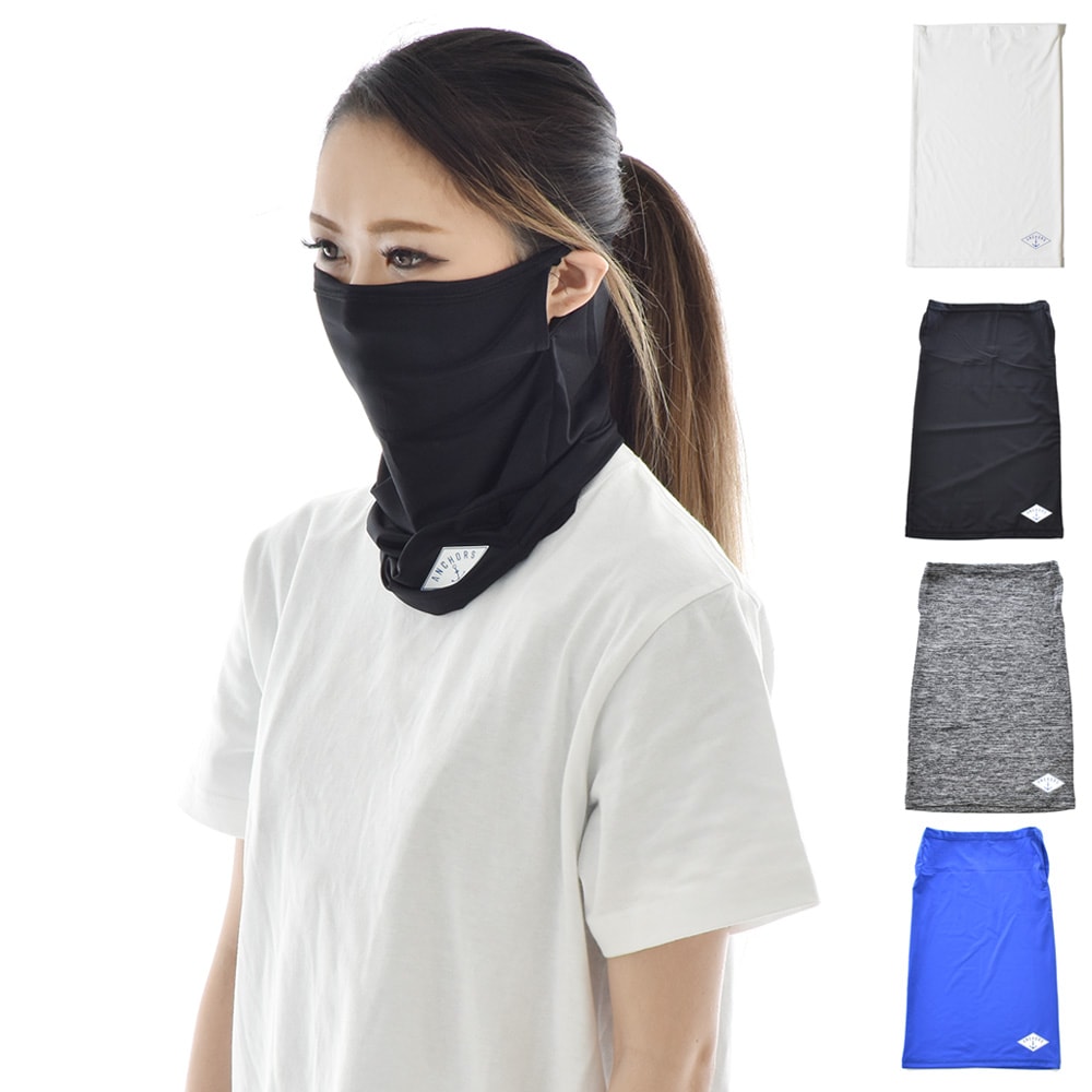 ANCHORS アンカーズ フェイスカバー フェイスガード 耳かけ付き ネックカバー ネックゲーター 接触冷感 スポーツ メンズ レディース 夏用 UVカット 接触冷感