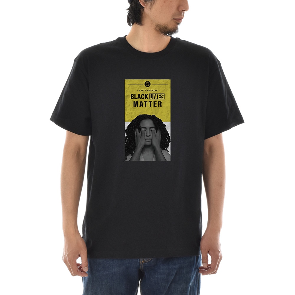 メッセージ Tシャツ BLACK LIVES MATTER ブラック ライヴズ マター ブラック ライヴズ マター I CAN'T BREATHE メンズ レディース キッズ 黒 ブラック 4L