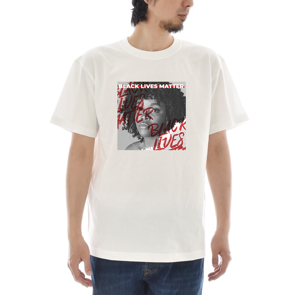 メッセージ Tシャツ BLACK LIVES MATTER ブラック ライヴズ マター ブラック ライヴズ マター DISC JACKET メンズ レディース キッズ デモ 白 ホワイト 4L
