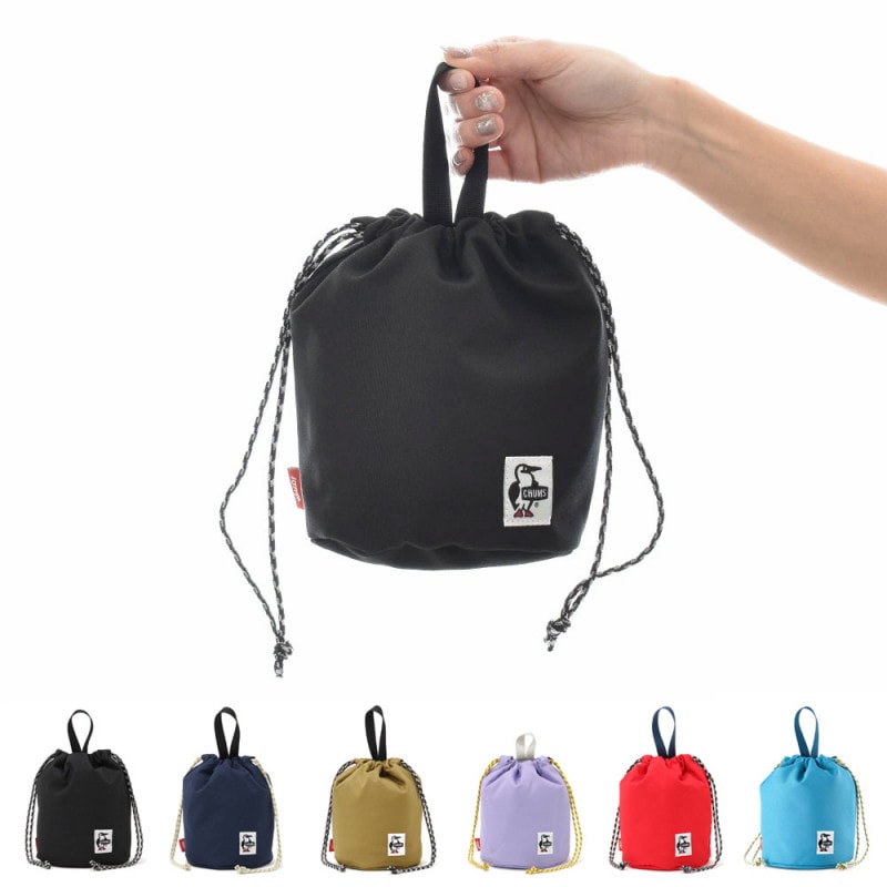 【5%OFFセール】チャムス CHUMS 巾着 バッグ リサイクルスタンドラウンドポーチ  巾着ポーチ メンズ レディース アウトドア ブラック レッド ブルー カーキ ベージュ CH60-3130