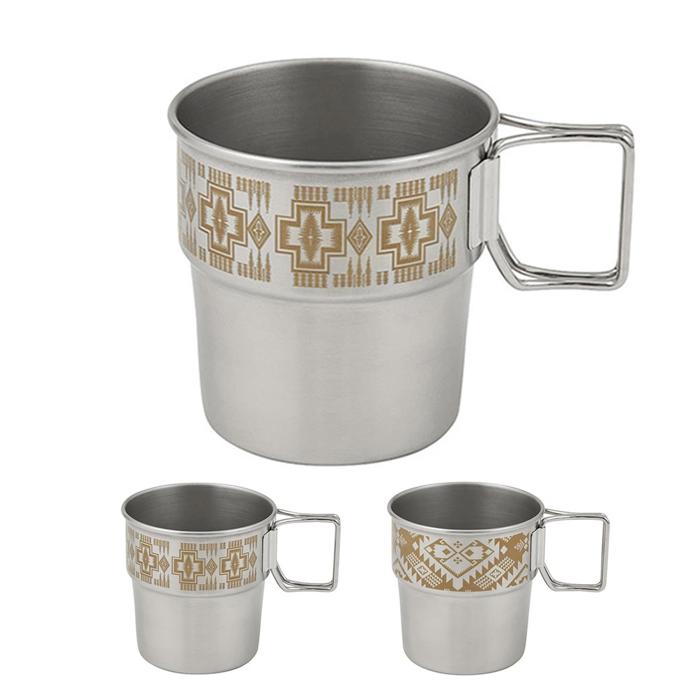 【5%OFFセール】ペンドルトン PENDLETON マグカップ ステンレススタッキングマグ コップ ステンレス製 アウトドア メンズ レディース ネイティブデザイン シルバー ゴールド