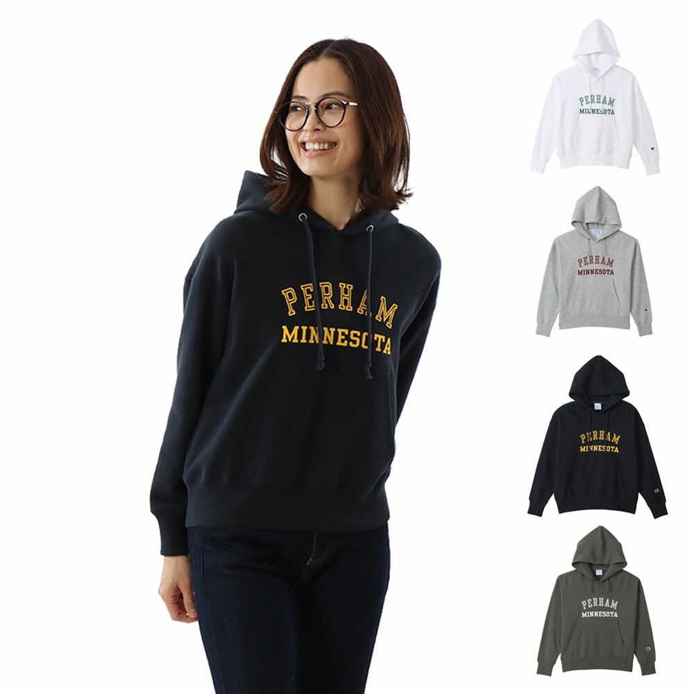 【5%OFFセール】チャンピオン Champion パーカー ウィメンズ フーデッドスウェットシャツ プルオーバー レディース カレッジプリント【サステナブル素材】【リサイクル素材】
