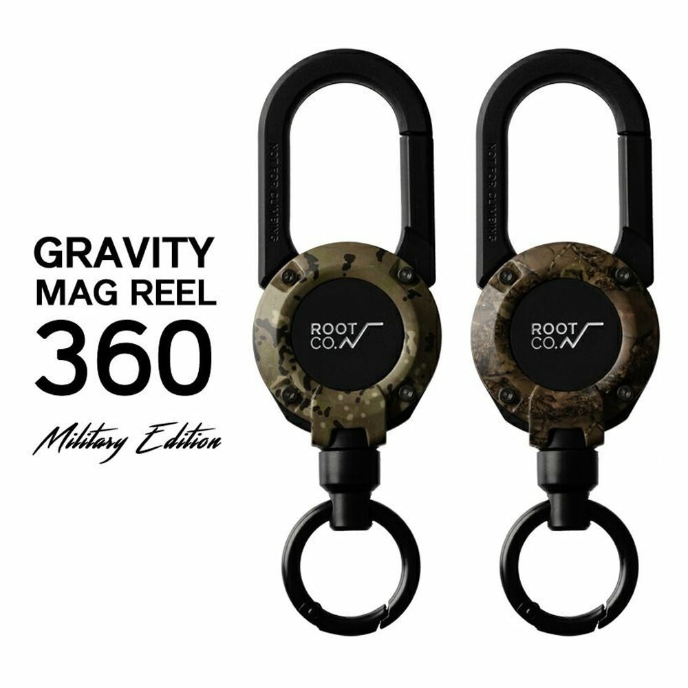 【5%OFFセール】ROOT CO ルート コー キーホルダー グラビティ マグ リール 360 ミリタリーエディション 迷彩 GRAVITY MAG REEL 360 MILITARY EDITION GMR3-434075 GMR3-434082