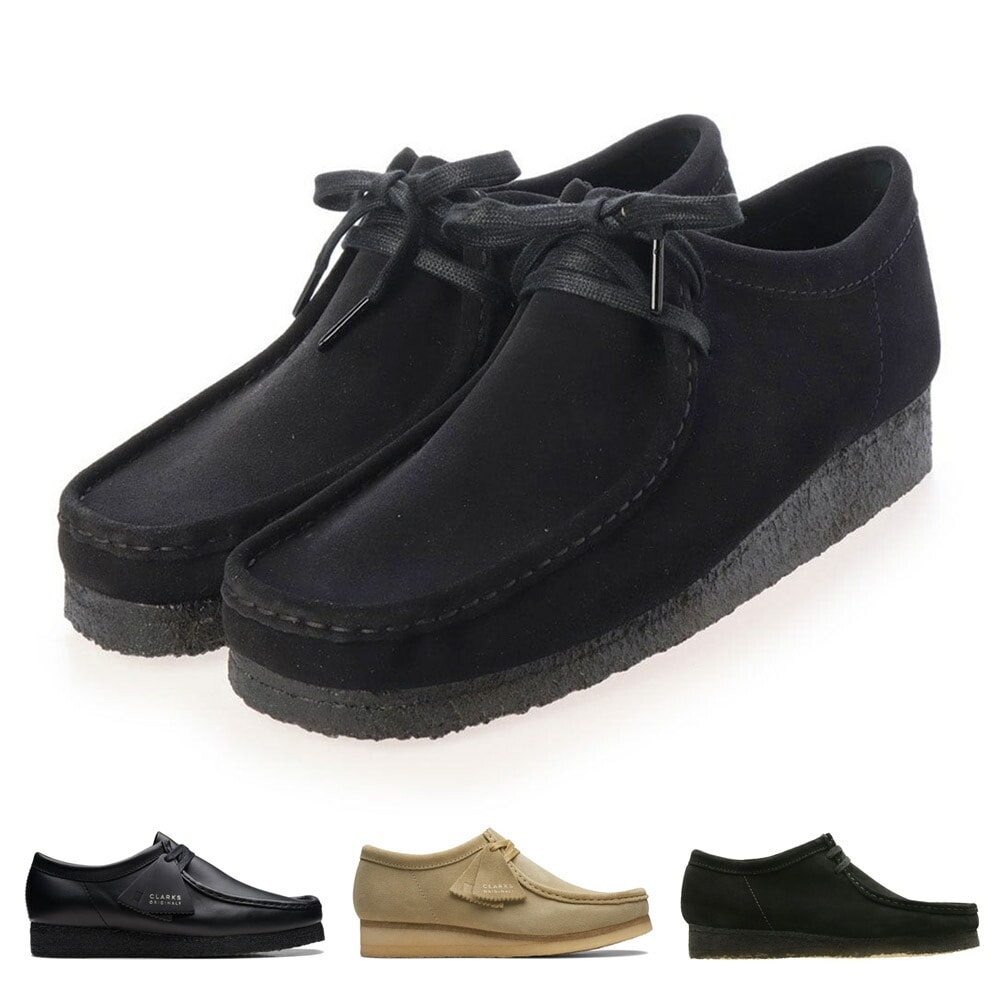 ��5%OFF������ۥ��顼���� Clarks ���ӡ� Wallabee ��� �������� �쥶�� ŷ���� �������ɥ��졼�ץ����� �ᥤ�ץ� �֥�å� 26155514 26155515 26155519