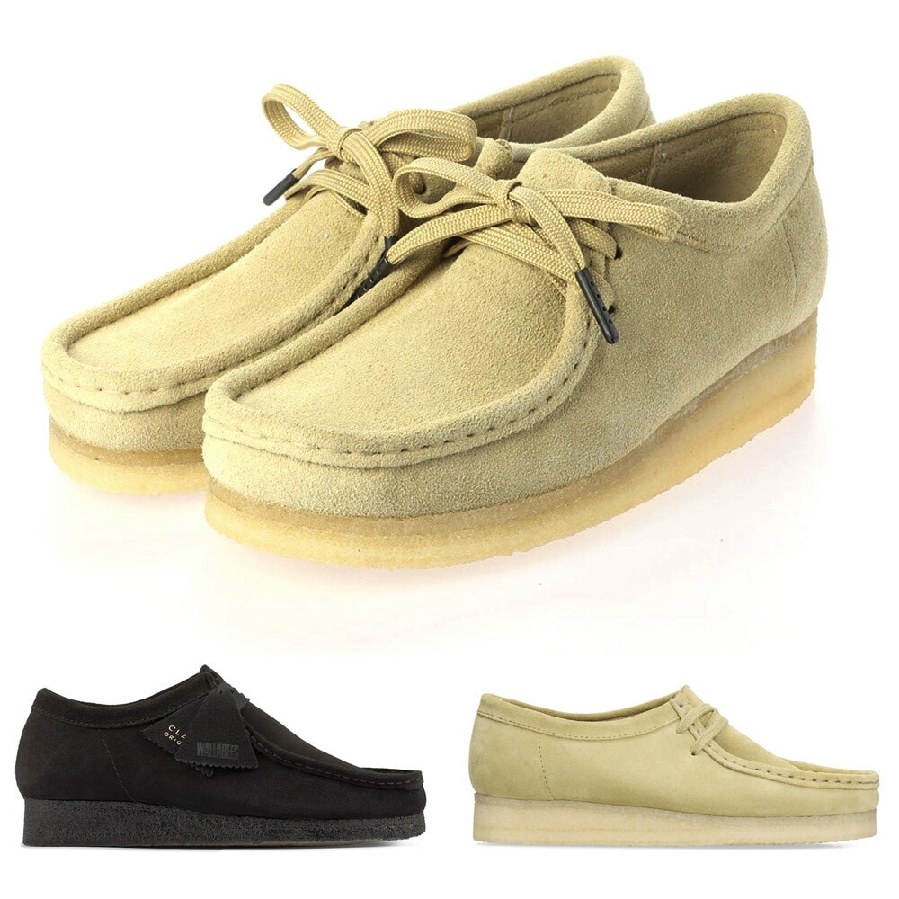 ��5%OFF������ۥ��顼���� Clarks ���ӡ� Wallabee ��ǥ����� �������� �쥶�� ŷ���� �������ɥ��졼�ץ����� �ᥤ�ץ� �֥�å� 26155522 26155545