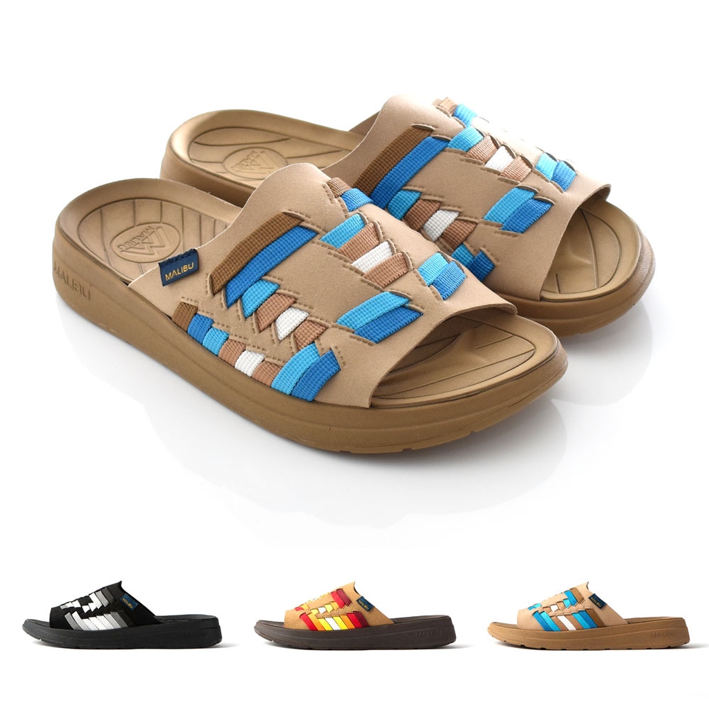 【5%OFFセール】マリブサンダルズ MALIBU SANDALS サンダル サンダーバード スライド THUNDERBIRD SLIDE MS22 メンズ スライド 編み込み 上げ ネイティブ柄